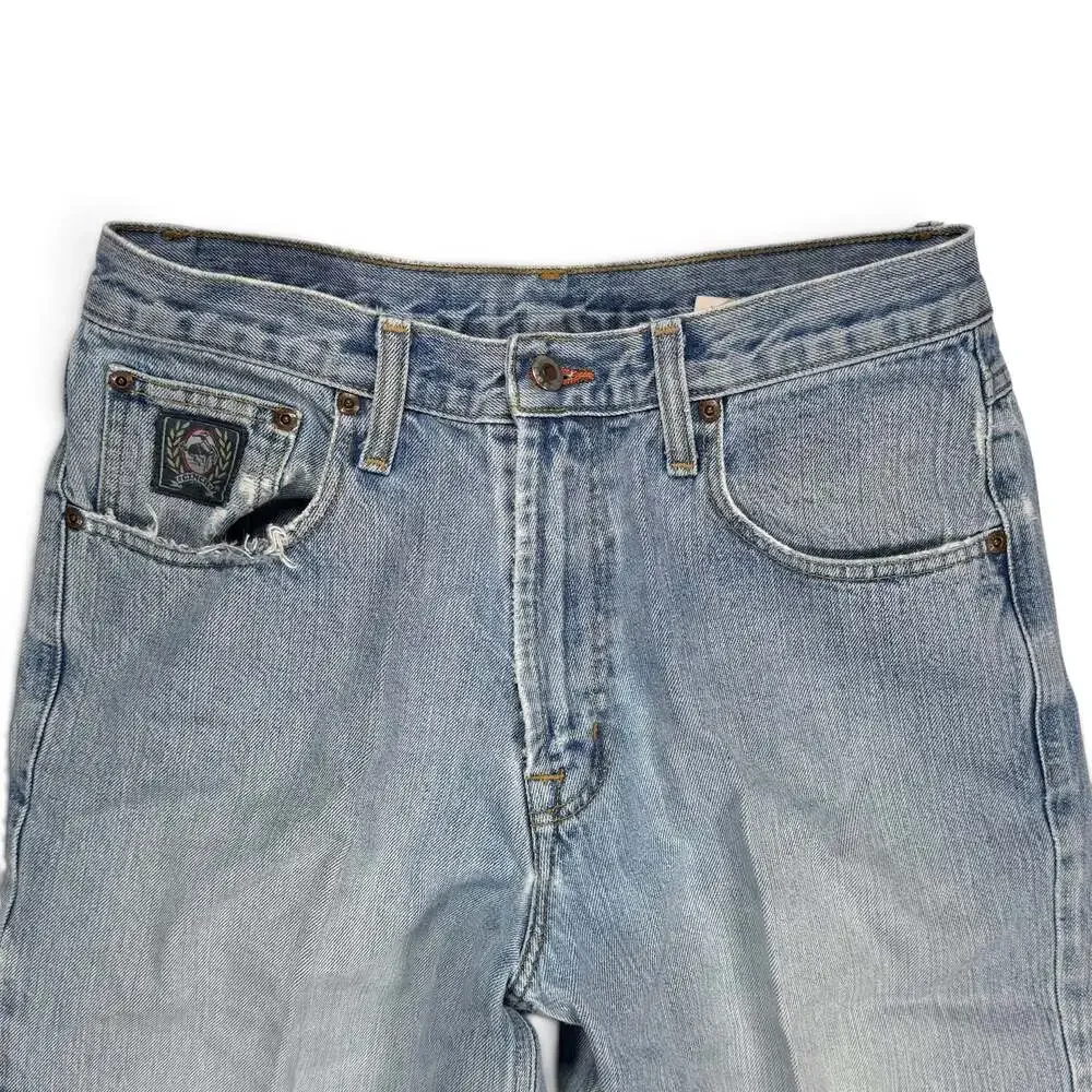 Cinch Light Wash Denim Jeans Size 33x32 Distressed Hem